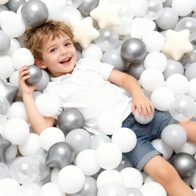 GOGOSO Ball Pit Balls,Plastics Balls for Ball Pit, Stars Hearts Shape for PastelBall for Toddlers Kids