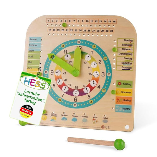 Hess 14658 "Seasons" Wooden Calendar Clock