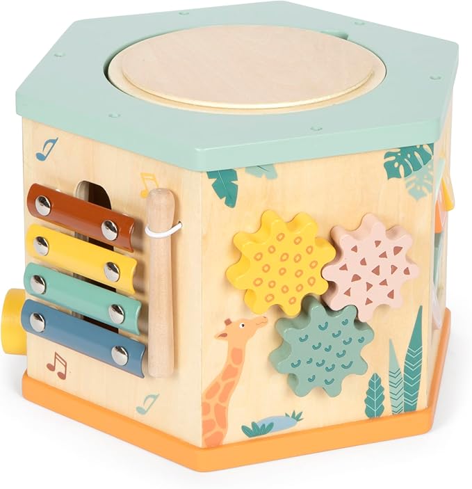 small foot Safari Motor Skills Cube 7 Sided Educational Toy 12641 [Multiple] Colorful 12641