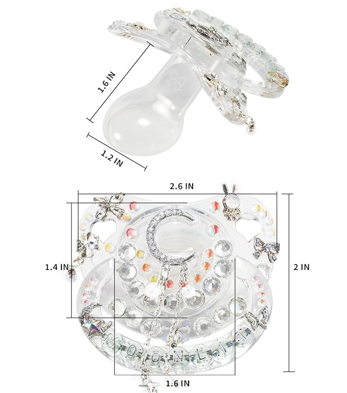 CutiePlusU Adult Sized Pacifier Dummy Crystal DIY Handmade-White