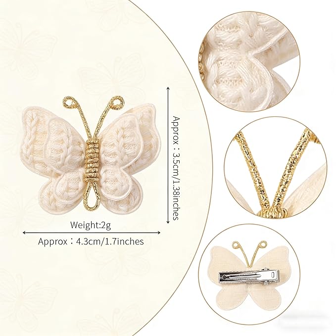 12 Pcs Baby Girl Butterfly Clips Hair Accessories, Hair Bow Clips Barrettes for Infants Toddlers Baby Kids Fine Hair
