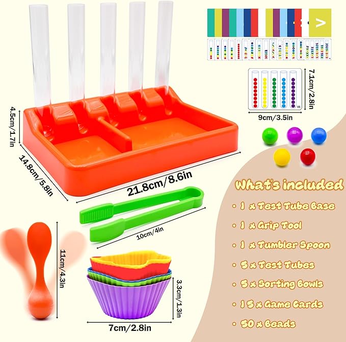 Counting and Color Sorting Toys for Toddlers, Number Crunching Clip Bead Matching, Educational Montessori Toys for Kids 3 4 5 6 7 Year Old, Preschool Learning Toys, Fine Motor Skills