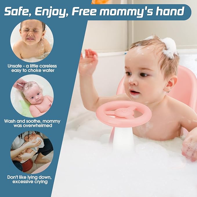 Baby Bath Seat with Tray for Babies 6 Months & Up, Baby Bathtub Seat with Ultra Strong Suction Cups, Infant Bathtub Support Chair Soft Cushion & Ergonomic Backrest, Ideal Gift for Infants (Pink)