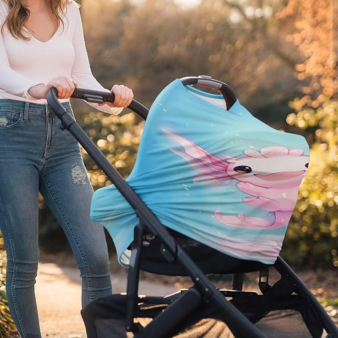 Youngerbaby Cute Axolotl Nursing Cover Breastfeeding Super Soft Multi Use for Baby Car Seat Covers Canopy Shopping Cart Cover Scarf Light Blanket Stroller Cover Baby Girl Necessities