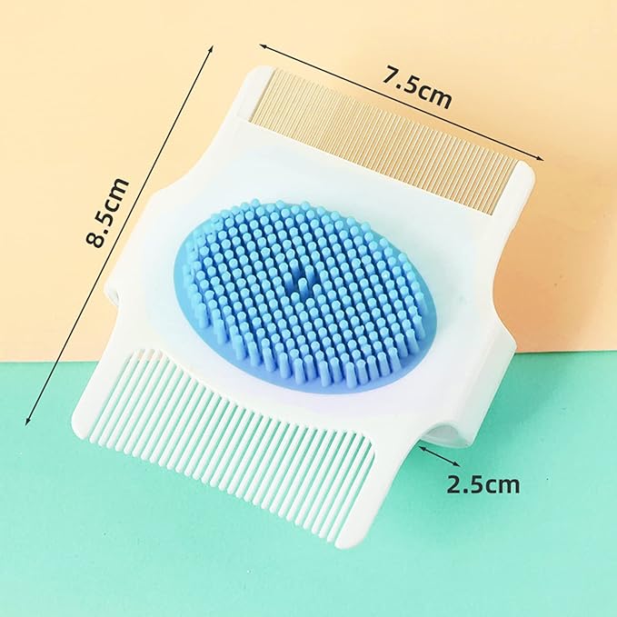 Cradle Cap Brush and Comb, Cradle Cap Brush Safe Baby's Scalp Brush with Soft Rubber Bristles, Help Gently Massage Care Scalp