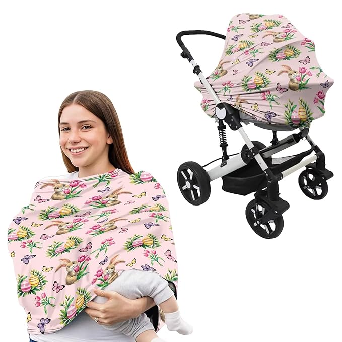 Easter Bunny Basket Covers Nursing Pillow Cover for Baby Tulips Multi - use Baby Essentials Breathable Washable Stain Resistant and Scratch Resistant