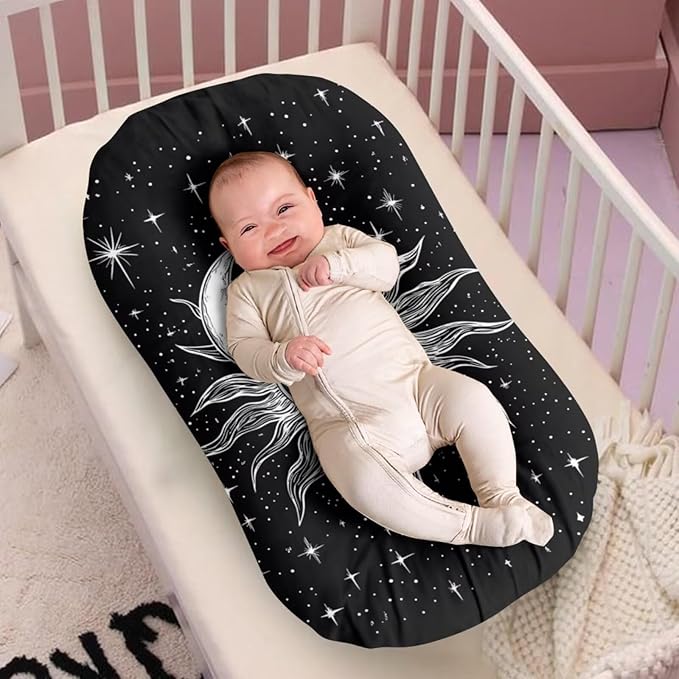 Moon Star and Sun Baby Lounger Cover, Infant Newborn Lounger Covers 31.5'' x 21.3'' Soft and Breathable Baby Nest Slipcover for Boys Girls