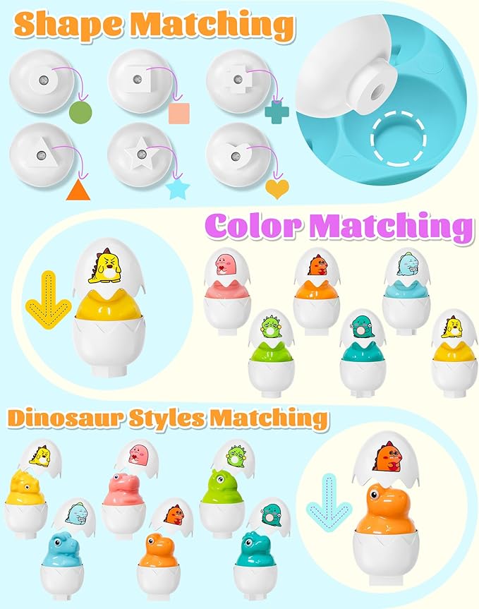 Easter Egg for Toddlers 1-3, Toddler Easter Basket Stuffers, Montessori Toys for 1 2 3 Year Old Boys Girls, Matching Sensory Eggs Fillers Toys, Easter Birthday Gifts for 1 2 3 Year Old Girl Boy