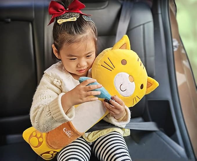 Kids Seat Belt Pillow Cartoon Car Travel Pillow Neck Support Car Pillow Seat Belt Shoulder Cover Pillow Headrest Shoulder Pillow Soft Auto Seat Belt Cushion Back Cushion Car Trim