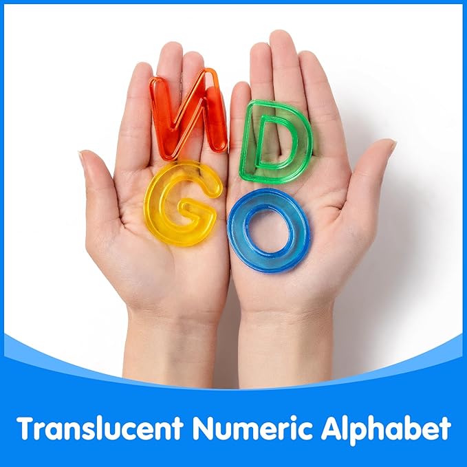 66 Pcs Translucent Letters and Numbers – Light Table Toys, Manipulatives and Accessories for Enhanced Learning & Fun