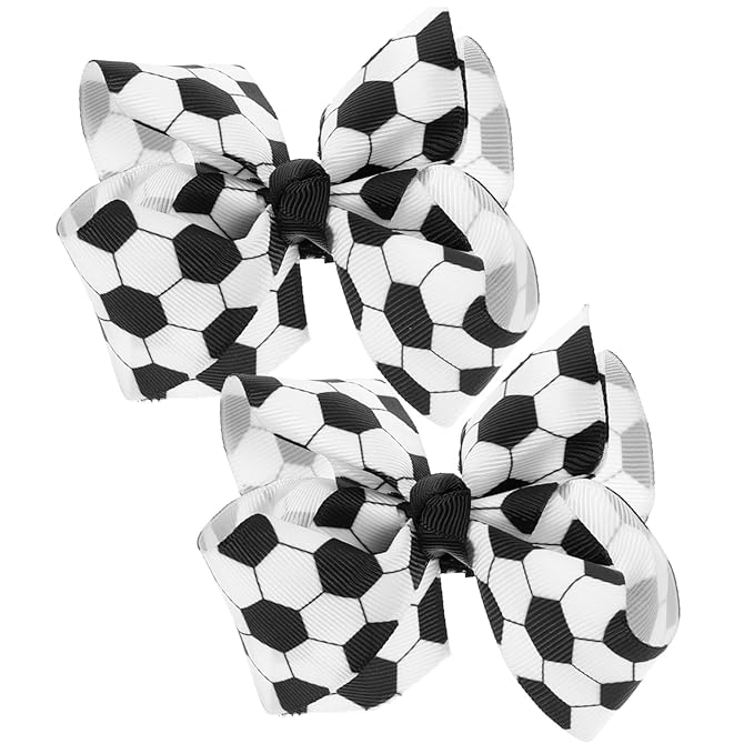 FRCOLOR Soccer Hair Bows for Girls 3 Pack Lightweight Football Hair Clips Toddler Soccer Bow Accessories for Sports Parties and Fans