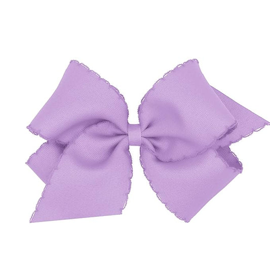 Wee Ones Girls' Classic Grosgrain Moonstitch Edge Hair Bow, No-Slip Hair Clip, Handmade, Light Orchid, King