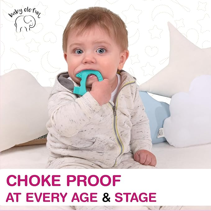 Elefun Baby Teether Pack - Gift 6 Months Blissful Teething Relief - Infant Teethers 0 to 6 Month Baby Shower Gift Set - Safe Silicone Soothing Rings Developmental Infant Chew Toys