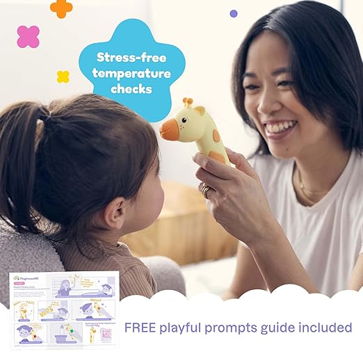Playhouse MD Baby Thermometer for Kids – Digital Infrared No-Touch Forehead & Ear Thermometer, 3-in-1 Contactless Thermometer with Fever Indicator, Fever Buddy Giraffe