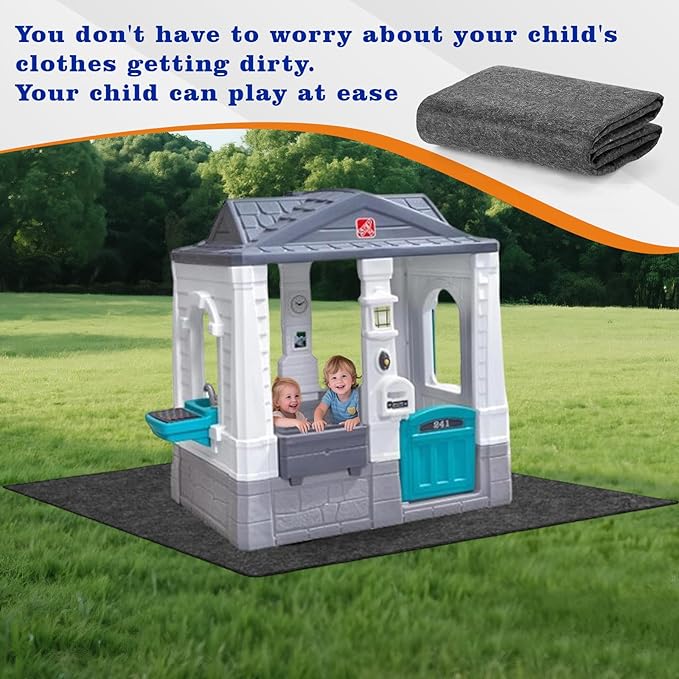 Outdoor Playhouse Mat Extra Large, 55"X55" Waterproof Play Mat Non Slip Activity Rug Pad, Portable Mat for Game House Playhouse Accessories