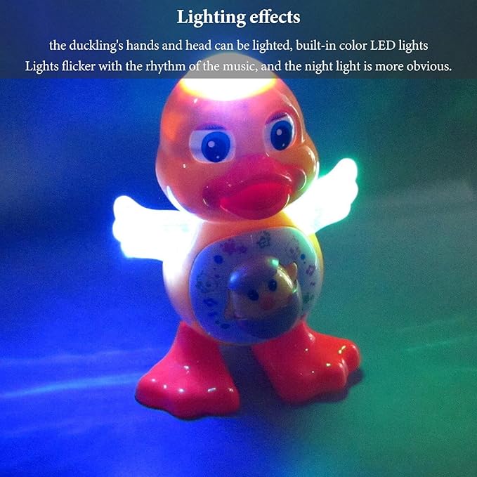Duck Toy for - Musical Duck Toy,Battery-Operated Cartoon Animal with LED Light - for Early Crawling Practice Stroller Floor Exploration Playtime Home Car Seat