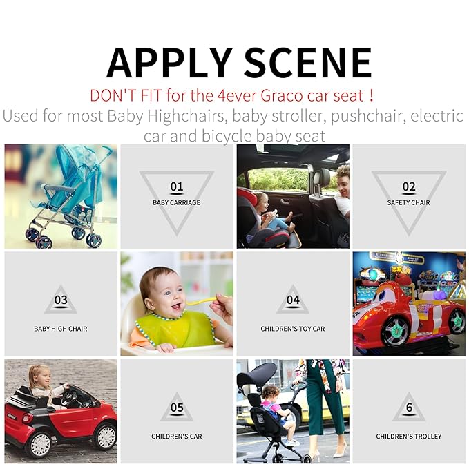 Baby Highchair Stroller Pushchair 5pt 5 Point Harness with Locking Buckle Adjustable Straps, Belt Width 38mm/1.5in, Shoulder Belt Length 44.8in