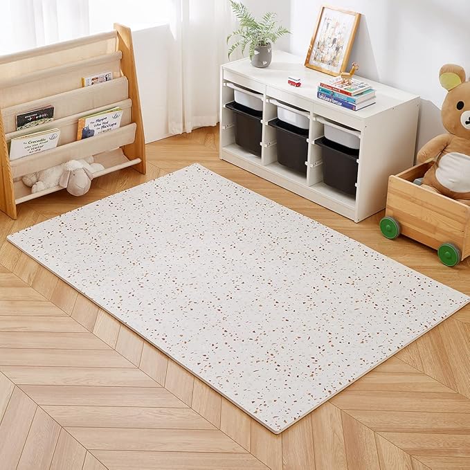 Extra Large Baby Playmat, Non-Toxic EVA Foam, 176cm x 117cm Interlocking Tiles, Easy Clean Crawling Mat (Brown)