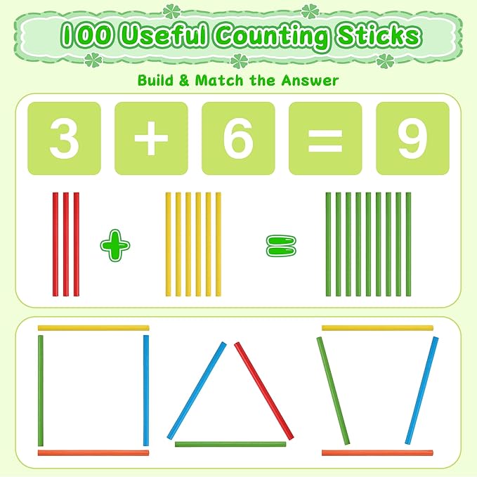 Abacus for Kids Math Number Blocks Toy Abacus Toddler Toys 3–4, Wooden Montessori Math Learning with Counting, Educational Gift for Boys & Girls