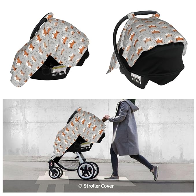 Cute Forest Fox Seamless Baby Car Seat Canopy Nursing Cover for Newborn Car Seat Breastfeeding Covers Blanket Newborn Shower Gift