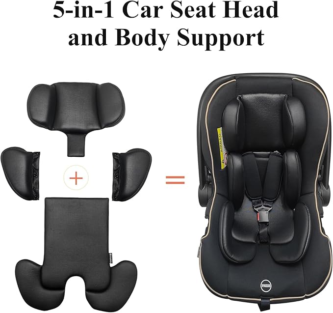Innokids Infant Car Seat Insert, Baby Head Body Supports for Newborn, Soft and Padded, Detachable Head and Side Support for Carseats, Strollers, Swings (Black)