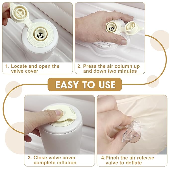 Inflatable Baby Bathtub with Built-in Air Pump, Back Support, Portable Travel Baby Bath Tub, Deflates and Folds Easily, Newborn to Toddler 3-20 Months (Cute Bear)