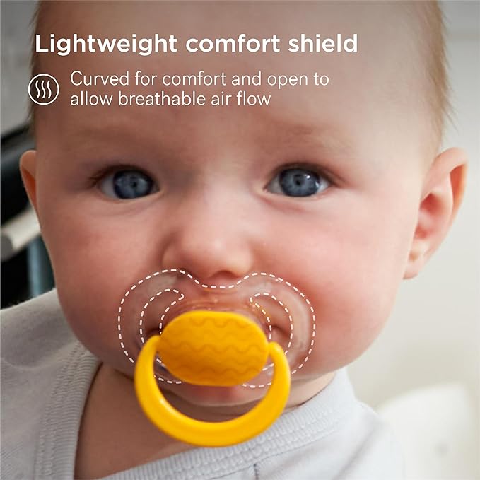 Smilo Baby Pacifier with Orthodontic Design for Healthy Dental Development - Stage 2 for Babies 3-9 Months - Pack of 3X 100% Silicone Pacifiers BPA Free - Aqua Blue