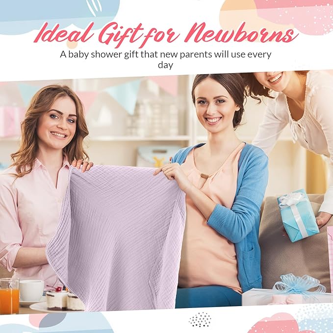Hahafelt 6 Pcs Muslin Hooded Bath Towels Washcloths and Bibs Set, Muslin Cotton Baby Towels Absorbent Hooded Blanket Towel Infant Bibs for Boys Girls Newborn Infant Essential(Pink, Purple)