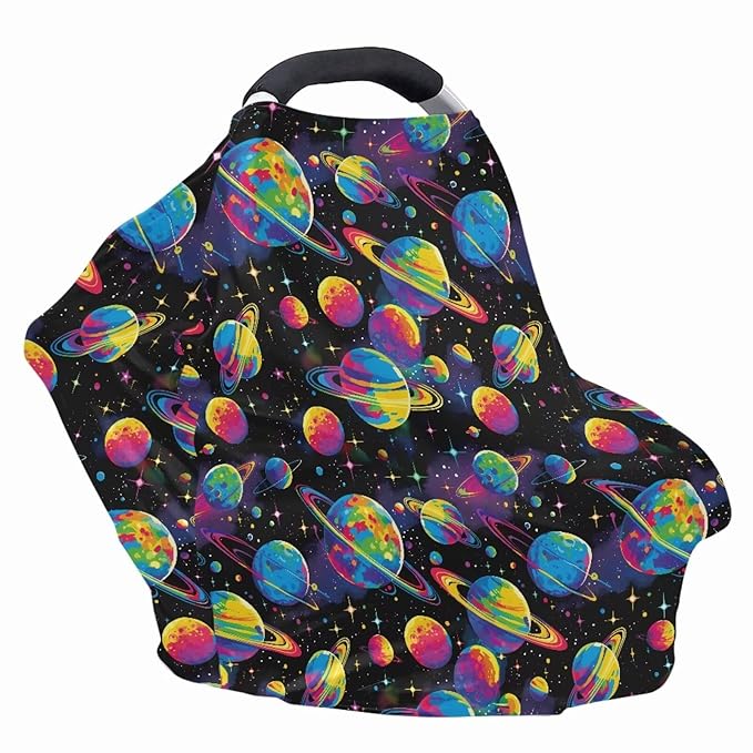 GIFTPUZZ Universe Multi-Functional Nursing Cover - Soft & Breathable Breastfeeding Scarf, Car Seat Canopy, Grocery Cart & Stroller Protector - Universal Fit for Moms