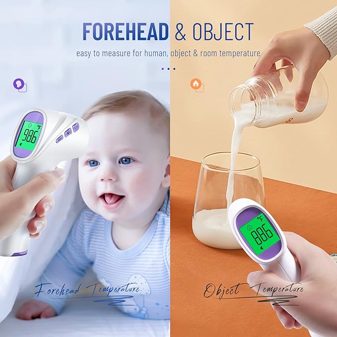 No-Touch Thermometer for Adults and Kids - 202 Pink & 2000 Purple