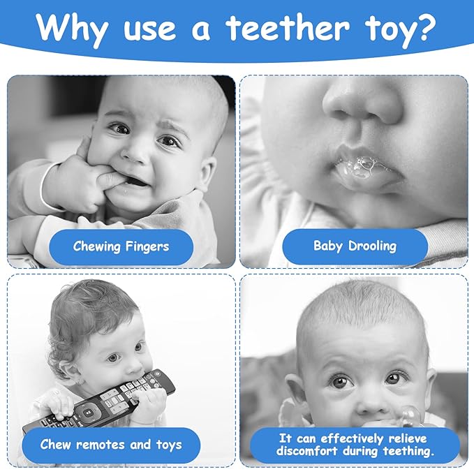 2PCS Silicone Baby Teething Toys, Game Controller Teething Toys and Phone Teething Toys with 2PCS Pacifier Clip,BPA Free Silicone Baby Controller Teething for 3+ Months,Frozen Chew Toy(Black&Beige)