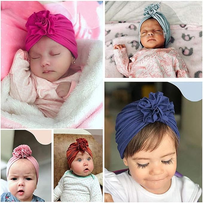 Newborn Babies Headwrap Hat Infant Toddler Cotton Soft Cute Nursery Beanie Headbands Top Bowknot Cap