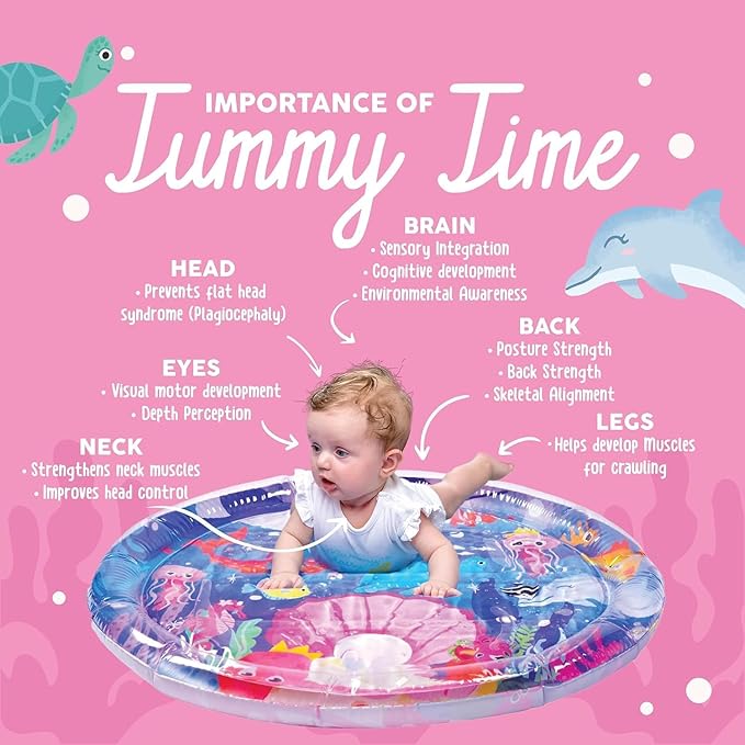 KooKooBaby Tummy Time Water Mat for Babies - Xtra Large Sensory Baby Water Mat for Tummy Time & Motor Development - Leak-Proof Water Pad, Durable Infant Water Play Mats for Baby Boys & Girls 3 Months+