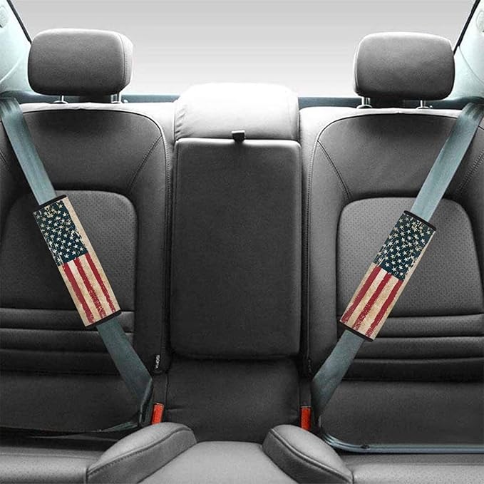 American Flag Seat Belt Cover Seatbelt Shoulder Pad 2 Pack Soft Car Seat Shoulder Strap Pads Seatbelt Straps Covers for Kids Adults Neck Protector