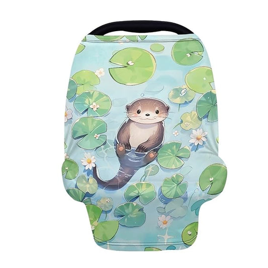 Biyejit Sea Otter Breathable Nursing Cover Up and Car Seat Cover for Babies Simka Rose - Breastfeeding Cover for Baby Boy & Girl - Adjustable Stretchy Infant Carseat Canopy Carrier Cover