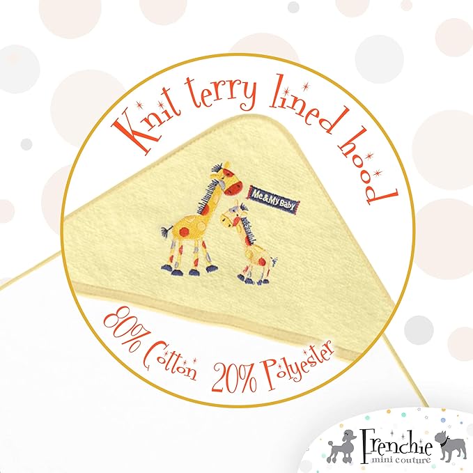 Frenchie Mini Couture, Hooded Bath Towels for Babies, 80% Cotton/20% Polyester, Animal Baby Bath Towel Set, Pack of 3