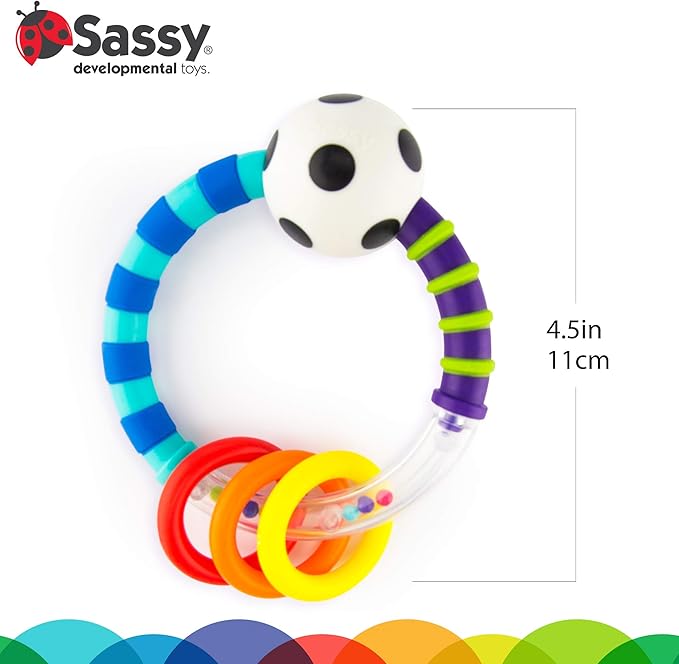 Sassy Ring Rattle | Developmental Baby Toy for Early Learning | High Contrast | For Ages Newborn and Up