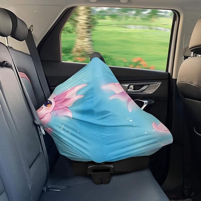 Youngerbaby Cute Axolotl Nursing Cover Breastfeeding Super Soft Multi Use for Baby Car Seat Covers Canopy Shopping Cart Cover Scarf Light Blanket Stroller Cover Baby Girl Necessities