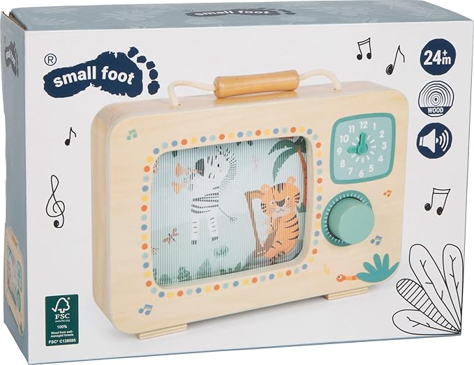 small Foot Safari 12735 Musical Toy 100% Certified Wood with Rotating Panorama Picture for Children from 24 Months