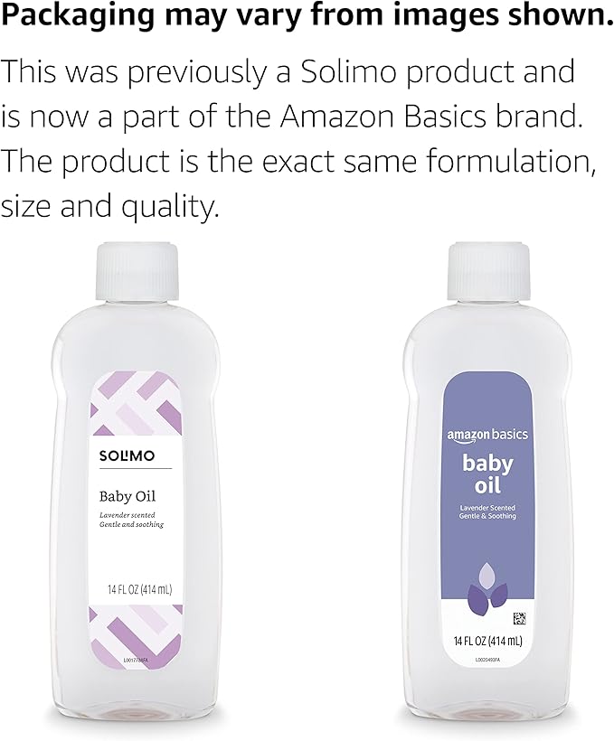 Amazon Basics Baby Oil, Soothing Lavender Scented, Prevents Moisture Loss, 14 Fluid Ounce, 1-Pack (Previously Solimo)