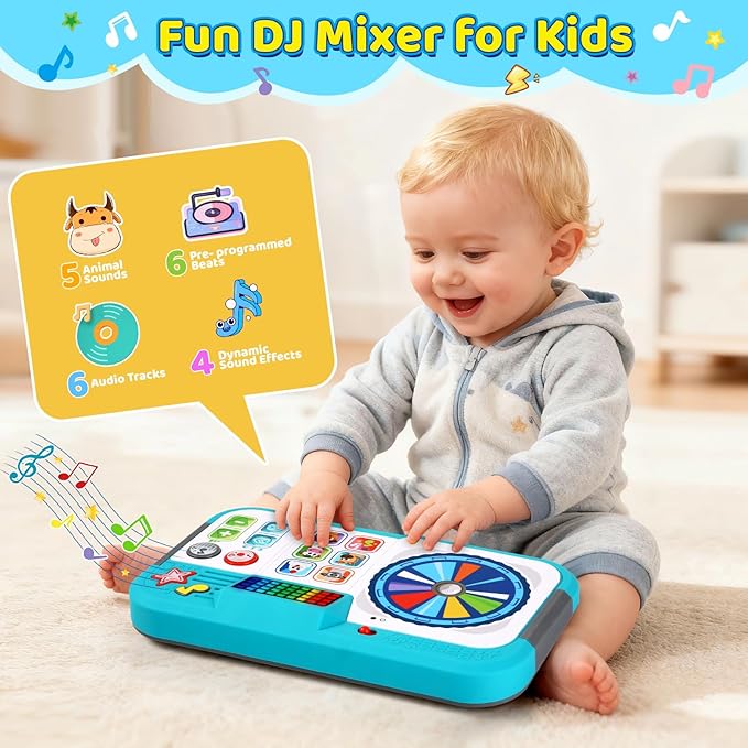 Baby DJ Toys for 6-12 Months, DJ Table for Baby 1 Year Old Boys Girls, Interactive Early Development Toy, Christmas Birthday Gifts for Toddlers
