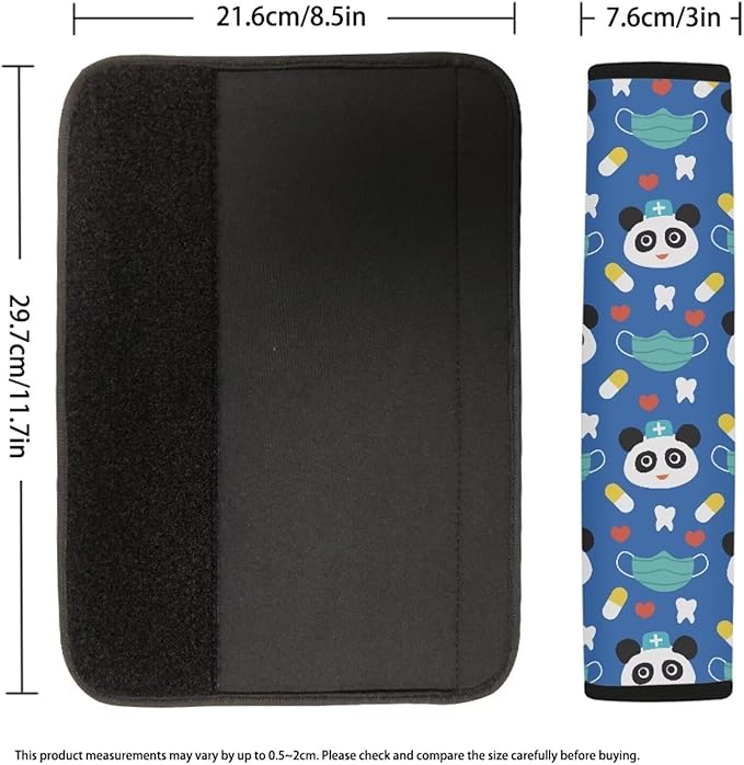 Panda Car Seat Strap Pads Blue Shoulder Strap 2 Pieces Seat Belt Cushion Universal Seatbelt Covers for Adult Women Breathable Soft Seat Strap Pads Vehicle Accessories Decor