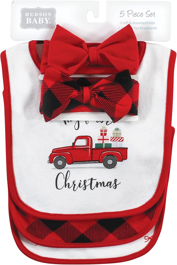 Hudson Baby Unisex Baby Cotton Bib and Headband Set