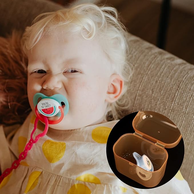 Accmor Pacifier Case - 2 Pacifier Holder for Travel, BPA Free, Brown