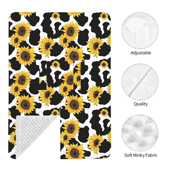 KiuLoam Sunflower Cow Print Pattern Baby Car Seat Canopy, Nursing Cover for Mom Breastfeeding Scarf, Infant Car Seat Cover/Multiuse Baby Stroller Covers for Babies Boys Girls