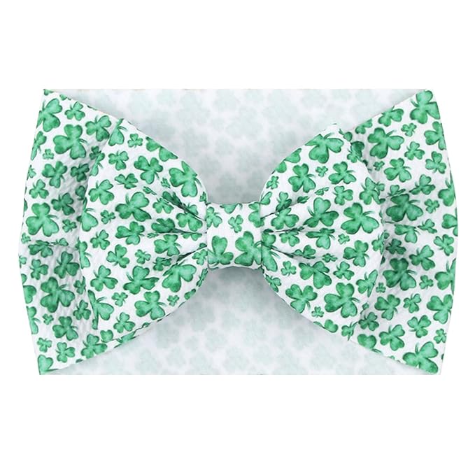 Green Baby Bow Headbands Hair Bow for Girts Toddler Baby Shamrock Headband Bows 6-24 Months.(FD104-Green)