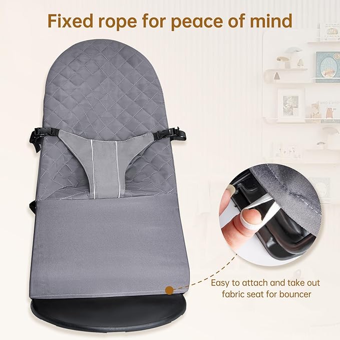 Fabric Seat for Bouncer - for BabyBjorn Replacement Cover Compatible with BabyBjörn Bouncer Bliss, Machine Washable (Grey)