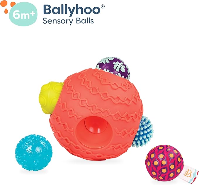 B. toys – Sensory Baby Toys Set with Textured Balls – 6 Pieces Development Set with Large Ball & 5 Small Balls with Different Textures for Tactile Stimulation & Motor Skills Development, 6+ Months