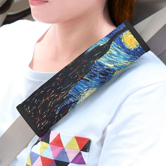 Starry Sky Print Seatbelt Pads Fits Cars Trucks SUV Sedans Air Permeability Car Seatbelt Strap Cover, Auto Interior Accessories Protector