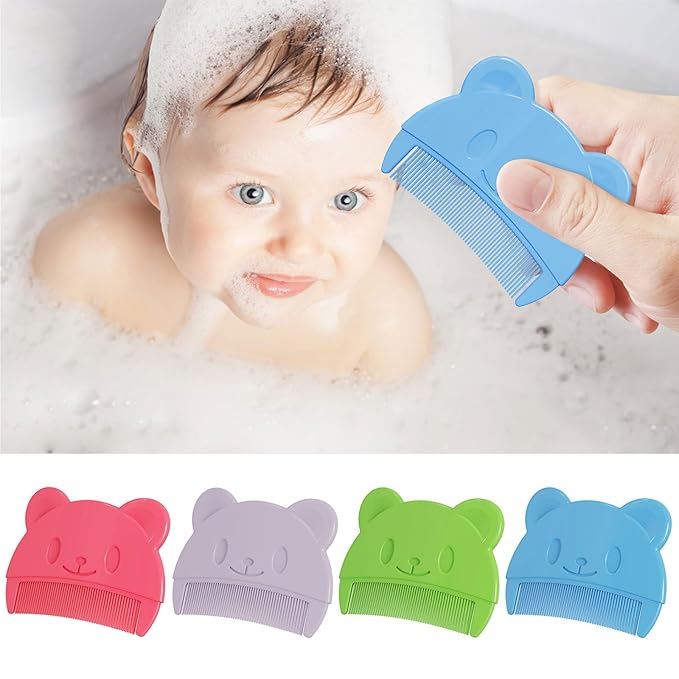 Yuly Hair Comb Fetal Head Dirt Removal Comb Toddler Bathing Comb Head Massager Combs Infant Grooming Product Infant Baby Care Kit, pink
